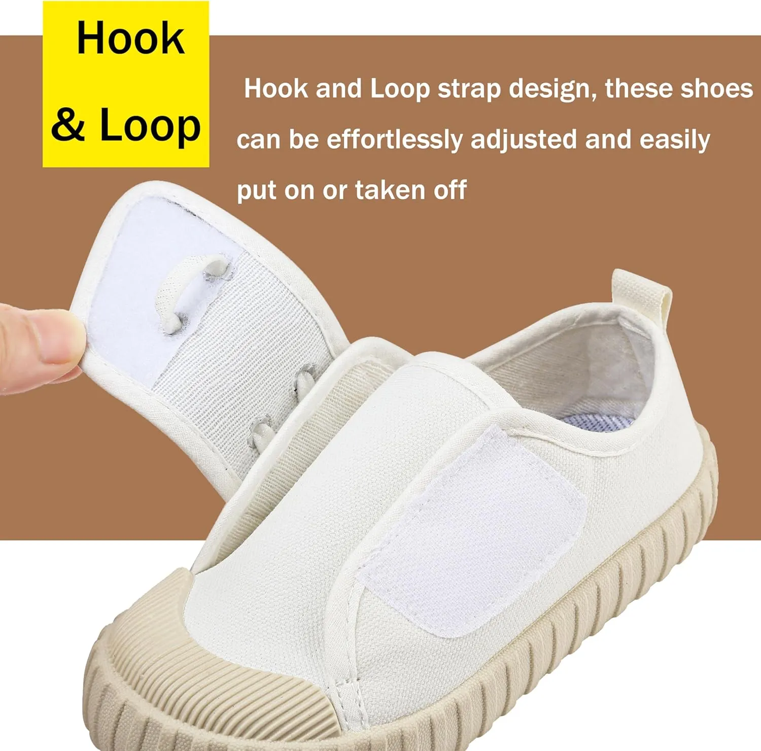 Boy's Girl's Toddlers Canvas Shoes Slip-On Lightweight Kids Sneakers Hook and Loops Casual Skin-Friendly Walking Running Shoes with Multicolor Sole (Toddler/Little Kids)