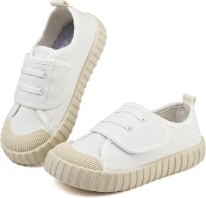 Boy's Girl's Toddlers Canvas Shoes Slip-On Lightweight Kids Sneakers Hook and Loops Casual Skin-Friendly Walking Running Shoes with Multicolor Sole (Toddler/Little Kids)