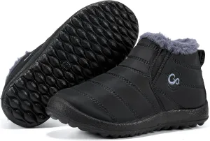 Boys Girls Winter Snow Boots: Warm Fur Lined Toddler Boots Non Slip Waterproof Ankle Booties Convenient Elastic Band Outdoor Little Kids Walking Shoes
