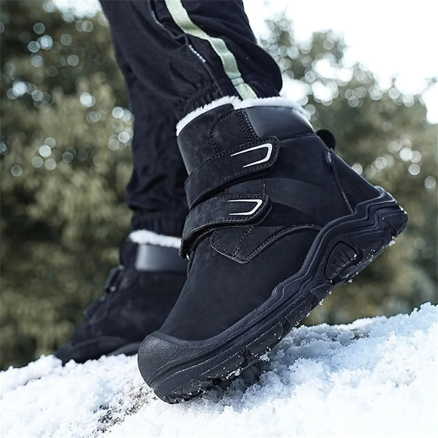 Boys Girls Winter Warm Outdoor Hiking Boots Comfortable Plush Lined Anti-Collision Non-Slip Walking Snow Boots