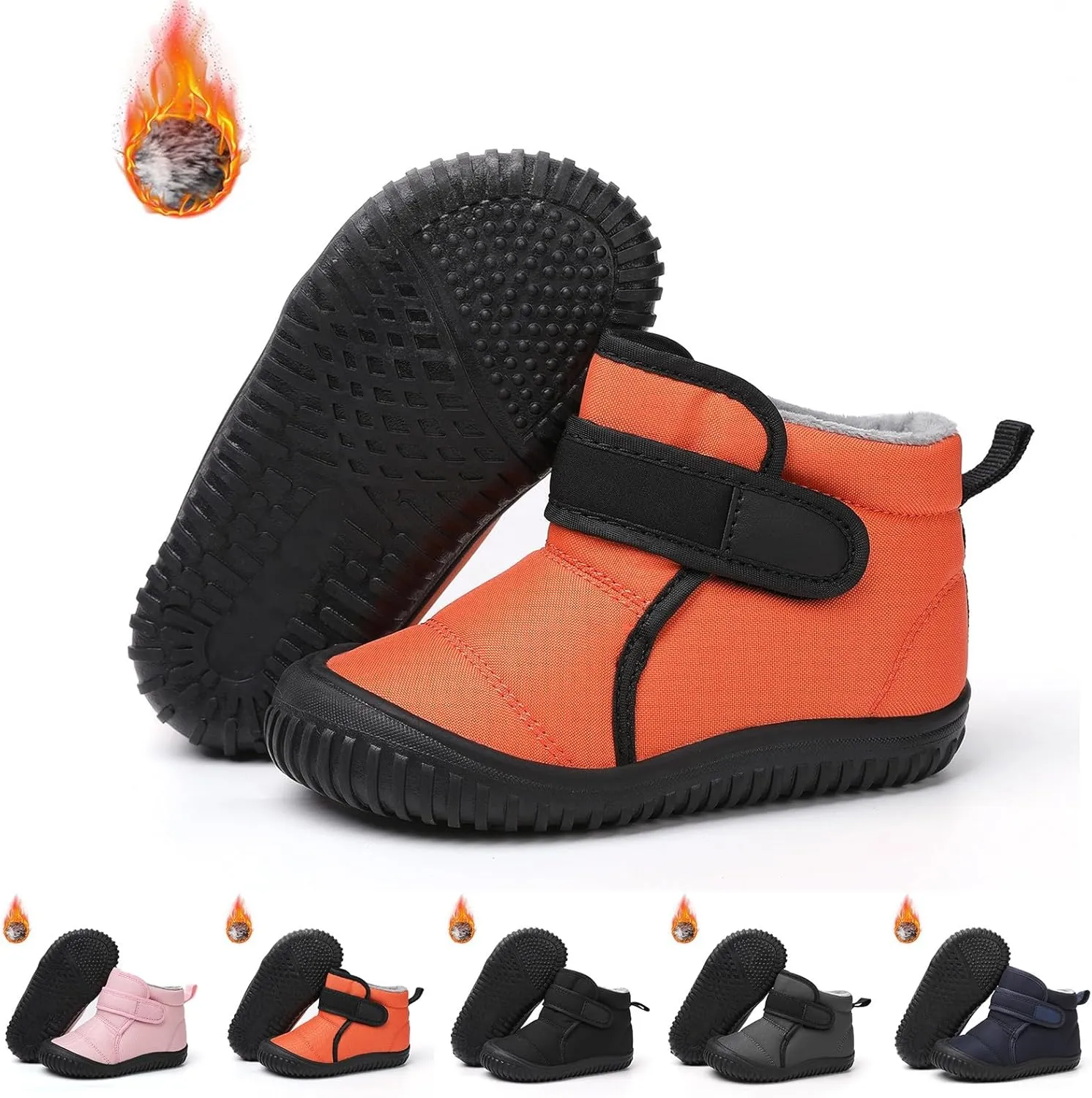 Boys Kids Fuzzy Snow Booties Winter Ski Shoes Childrens Cotton Warm Open Toe Non Slip Boots Fashion Warm Comfy Shoes
