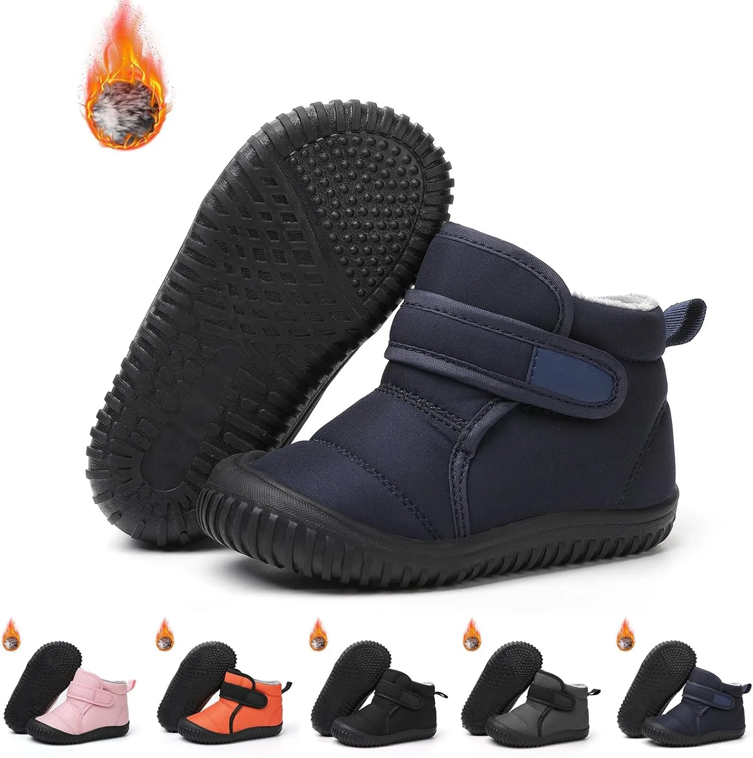 Boys Kids Fuzzy Snow Booties Winter Ski Shoes Childrens Cotton Warm Open Toe Non Slip Boots Fashion Warm Comfy Shoes