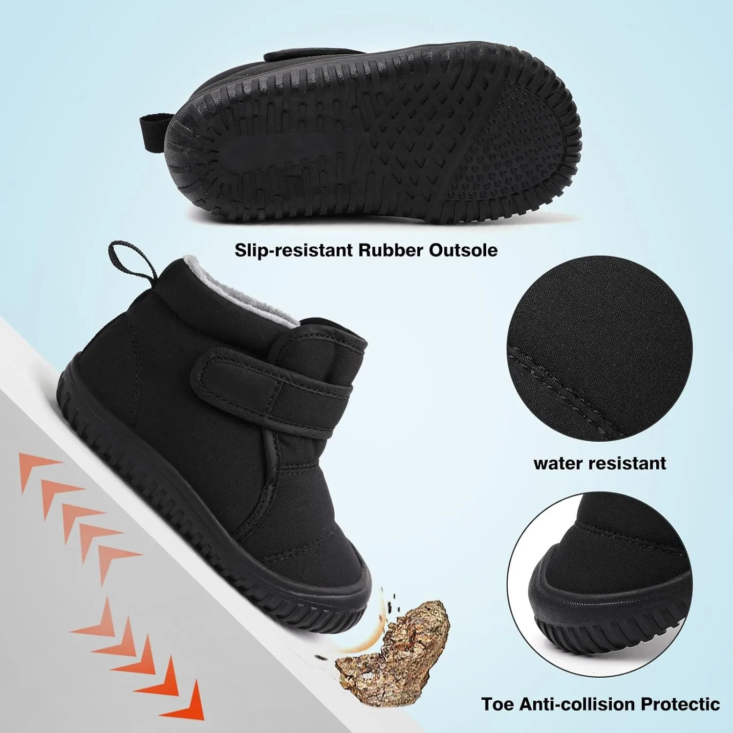 Boys Kids Fuzzy Snow Booties Winter Ski Shoes Childrens Cotton Warm Open Toe Non Slip Boots Fashion Warm Comfy Shoes