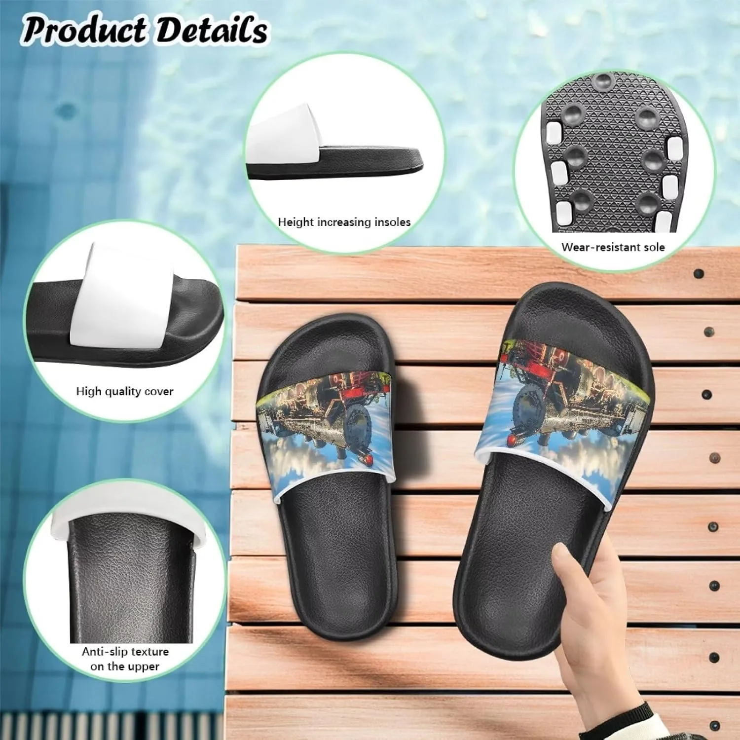 Boys Slide Sandals Summer Shoes for Kids Shower Slippers Non Slip Slippers