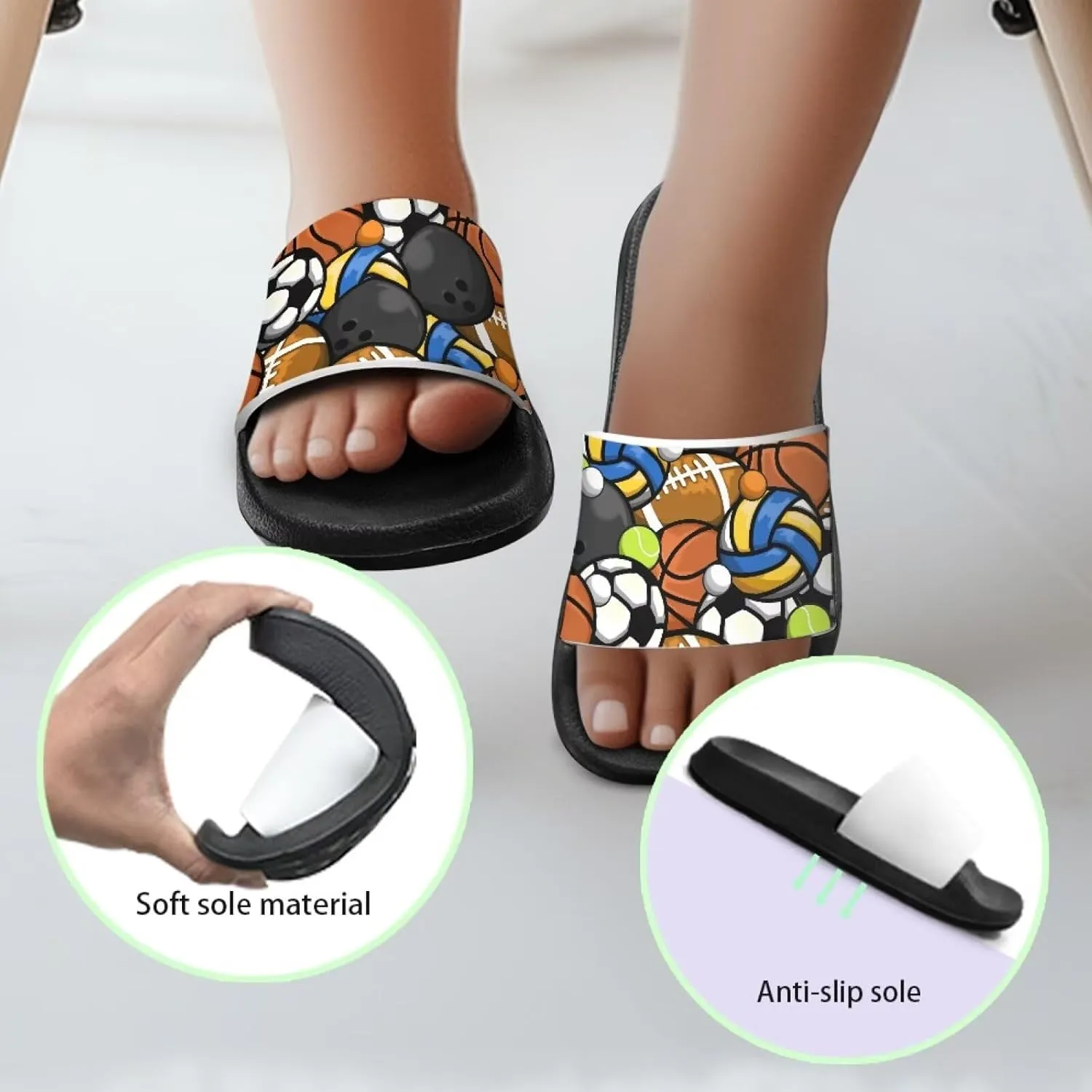 Boys Slide Sandals Summer Shoes for Kids Shower Slippers Non Slip Slippers