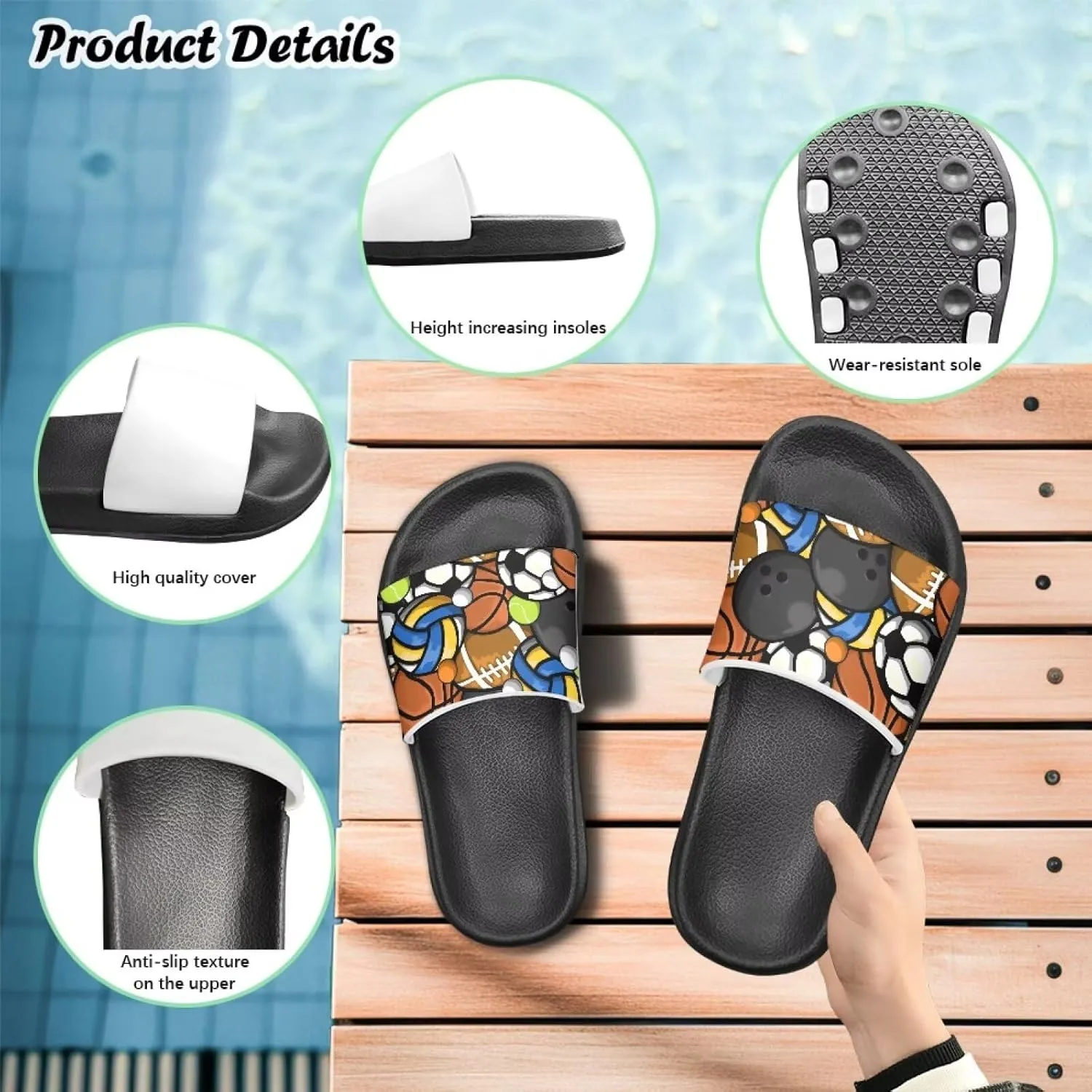 Boys Slide Sandals Summer Shoes for Kids Shower Slippers Non Slip Slippers