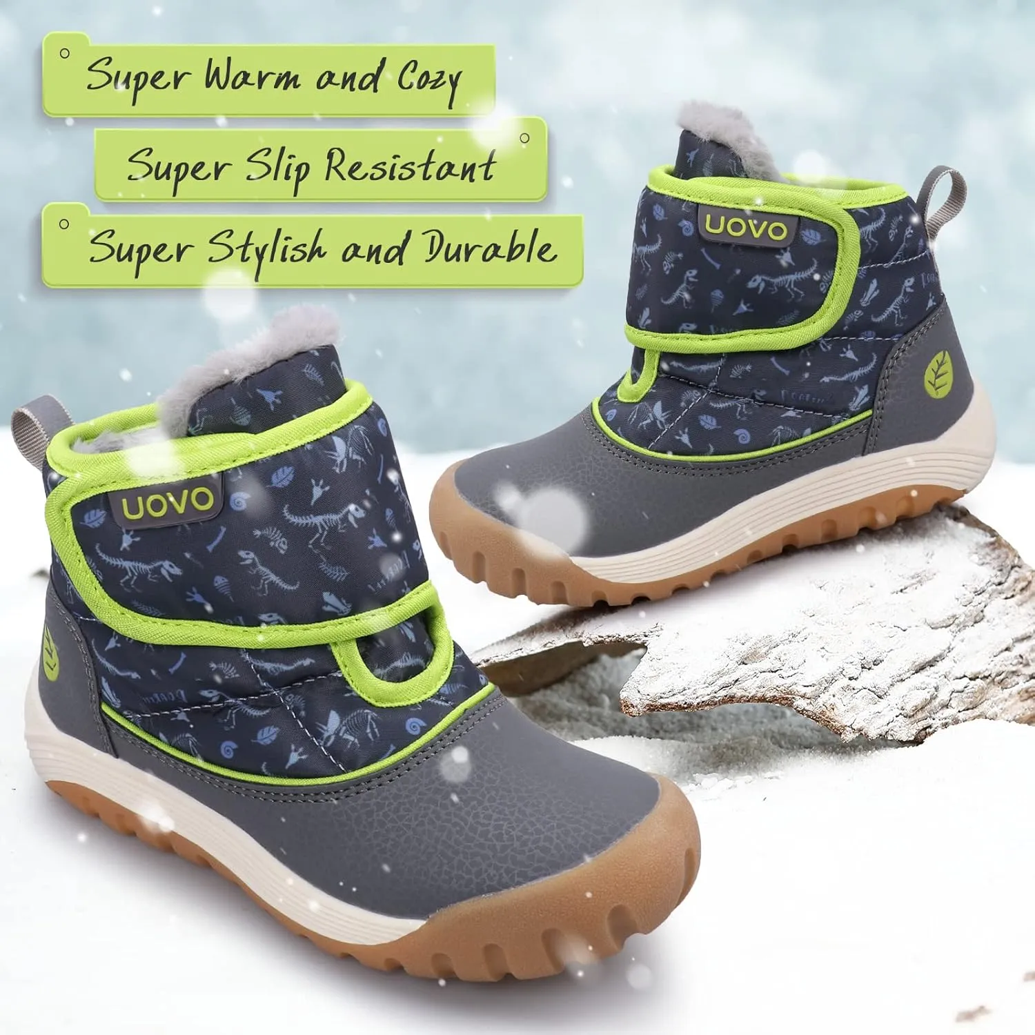 Boys Snow Boots Boys Winter Boots for Kids Waterproof Winter Snow Boots for Boys Warm Fur Lined Slip Resistant Outdoor (Toddler/Little Boys)