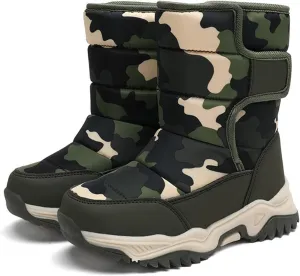 Boys Snow Boots Winter Waterproof Non Slip Cold Weather Shoes Camouflage Thickened Winter Warm Cotton Boots Toddler