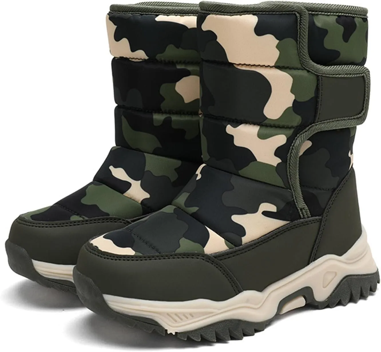 Boys Snow Boots Winter Waterproof Non Slip Cold Weather Shoes Camouflage Thickened Winter Warm Cotton Boots Toddler