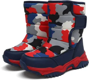 Boys Snow Boots Winter Waterproof Non Slip Cold Weather Shoes Camouflage Thickened Winter Warm Cotton Boots Toddler