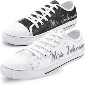 Bride Sneakers, Bride and Groom Matching Sneakers, Wedding Sneakers Husband and Wife Matching Just Married Honeymoon Shoes White