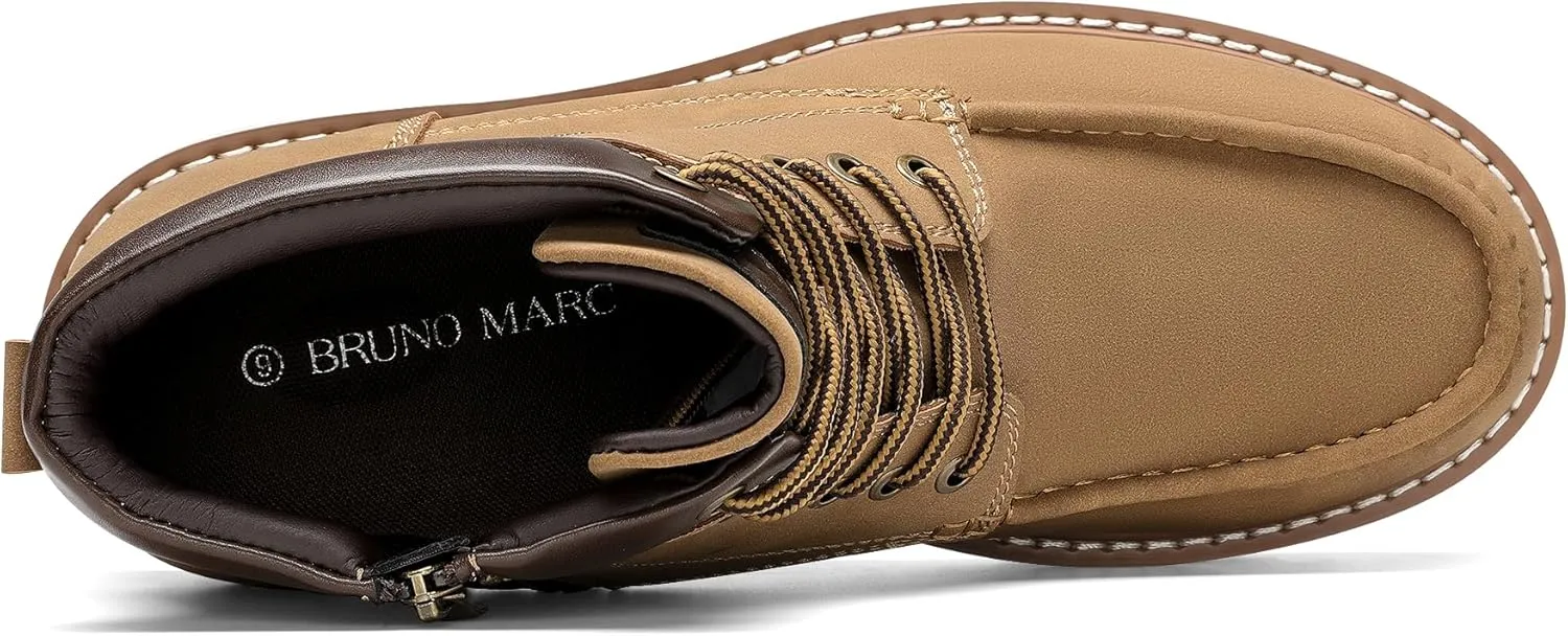 Bruno Marc Men's Moc Toe Boot Fashion Comfort Casual Wedge Boots