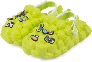 Bubble Slides for Kids,Golf Ball Slides Girls Sandals,Toddler Diy Unicorn Rainbow Charms Massage Slippers Adjustable Elastic Band Kids Sandals for Indoor Outdoor Non-Slip Thick Sole Shower Shoes