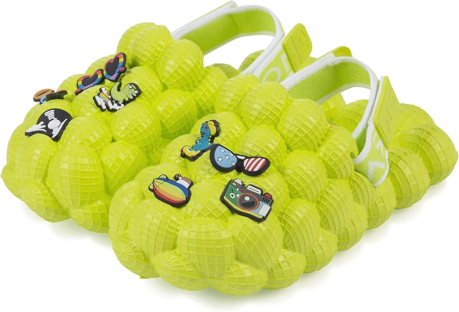 Bubble Slides for Kids,Golf Ball Slides Girls Sandals,Toddler Diy Unicorn Rainbow Charms Massage Slippers Adjustable Elastic Band Kids Sandals for Indoor Outdoor Non-Slip Thick Sole Shower Shoes