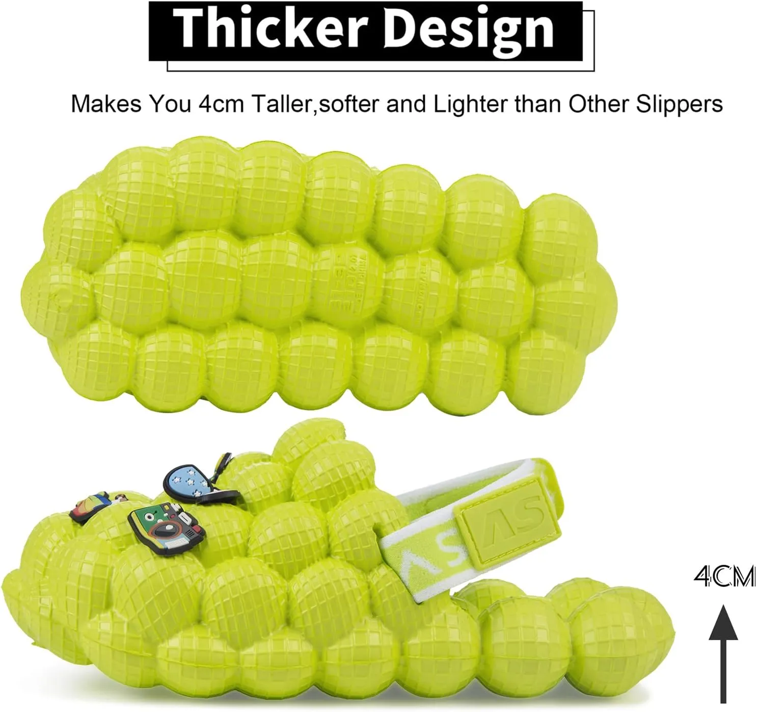 Bubble Slides for Kids,Golf Ball Slides Girls Sandals,Toddler Diy Unicorn Rainbow Charms Massage Slippers Adjustable Elastic Band Kids Sandals for Indoor Outdoor Non-Slip Thick Sole Shower Shoes