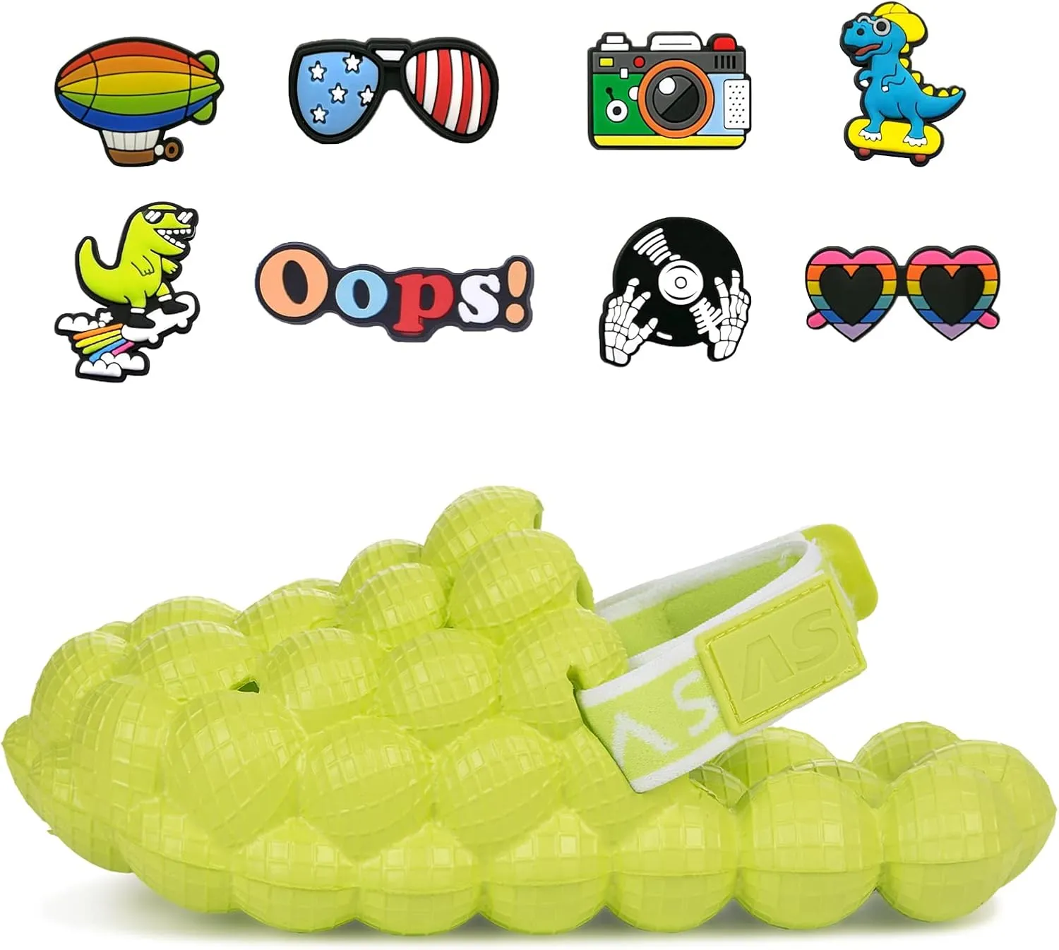 Bubble Slides for Kids,Golf Ball Slides Girls Sandals,Toddler Diy Unicorn Rainbow Charms Massage Slippers Adjustable Elastic Band Kids Sandals for Indoor Outdoor Non-Slip Thick Sole Shower Shoes
