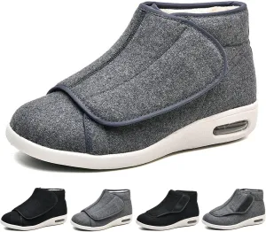 bumuam Men's Diabetic Shoes Extra Wide Width,Men's Diabetic Winter Warm Fleece Shoes, Non-Slip Round Toe Adjustable Wide Memory Form Boots Extra Wide Bootie Slippers