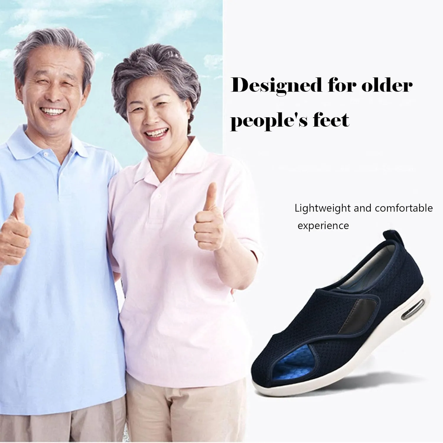 bumuam Men's Diabetic Shoes Wide Width Shoes,Women's Open Toe Diabetic Sandals with Adjustable Wide Width Walking Shoes House Slippers for Elderly