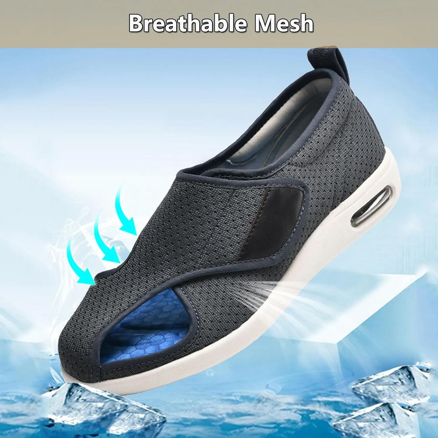 bumuam Men's Diabetic Shoes Wide Width Shoes,Women's Open Toe Diabetic Sandals with Adjustable Wide Width Walking Shoes House Slippers for Elderly