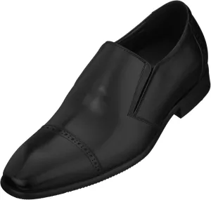 CALTO Men's Invisible Height Increasing Elevator Shoes - Black Leather Slip-on Formal Dress Loafers- 2.4 Inches Taller - Y6115 - Size 8 D(M) US