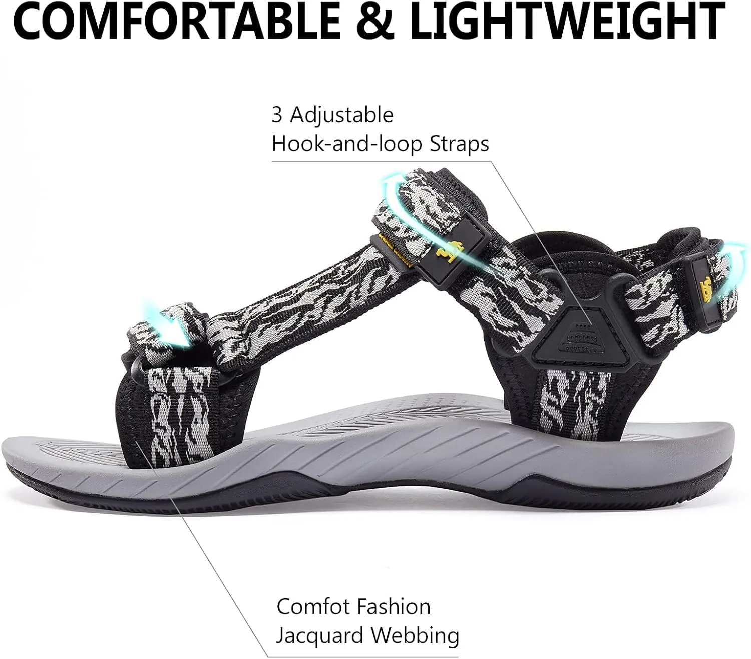 CAMELSPORTS Mens Athletic Sandals Outdoor Strap Summer Beach Sandals Waterproof Fisherman Water Shoes Open Toe Sport Gym Hiking Sandal