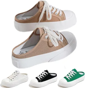 Canvas Mules for Women Backless Sneakers Slip on Comfortable Casual Shoes