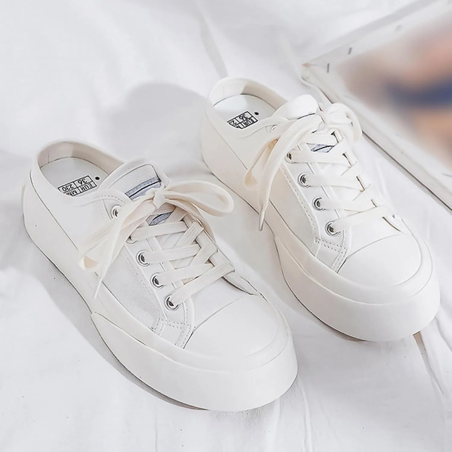 Canvas Mules for Women Backless Sneakers Slip on Comfortable Casual Shoes