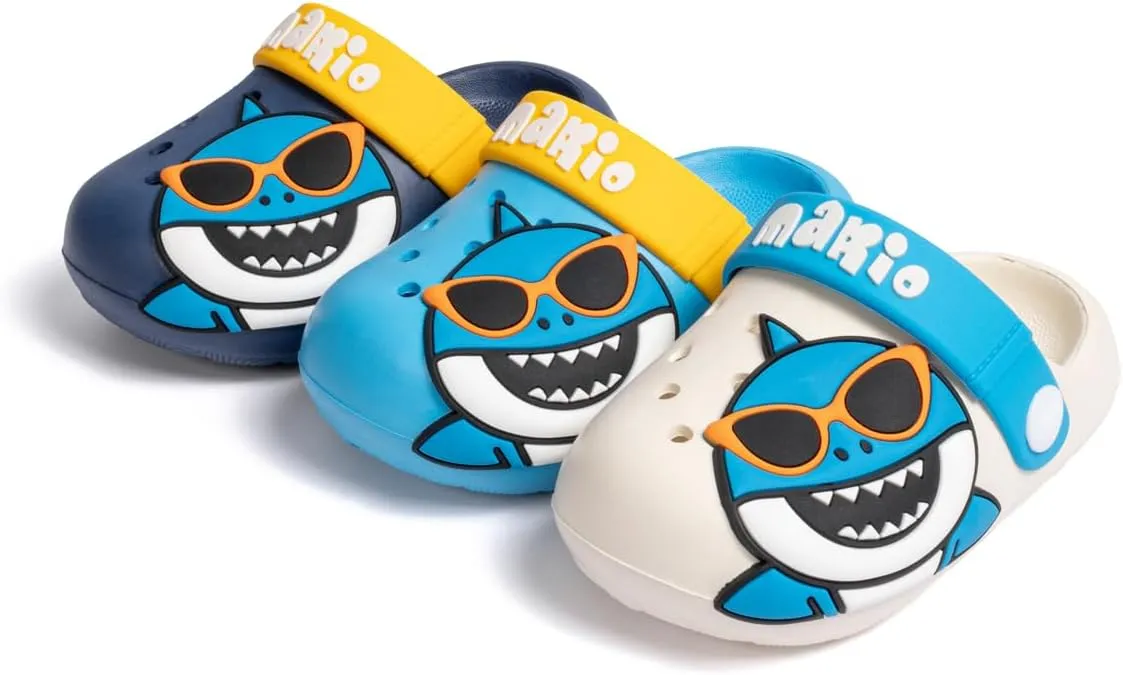 Casazoe Toddler Kids Boys Girls EVA Clogs Cute Garden Shark Water Sandals Slip On Shoes Slipper Slides Lightweight Outdoor Summer Beach Pool Play Shoes (Toddler/Little Kids)