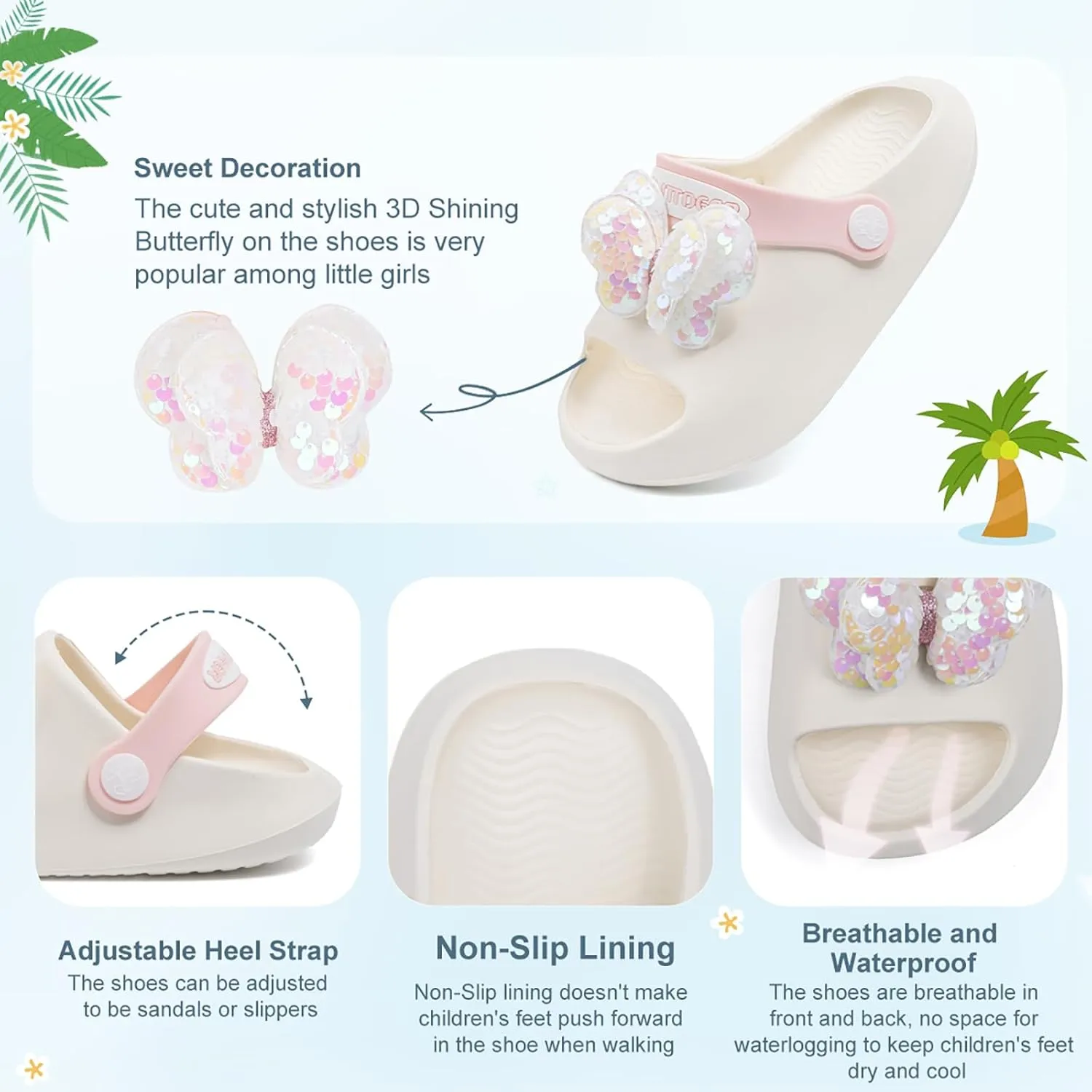 CENCIRILY Kids Girls Clogs Garden Shoes Baby Toddler Slides Cartoon Sandals Beach Pool Slipper