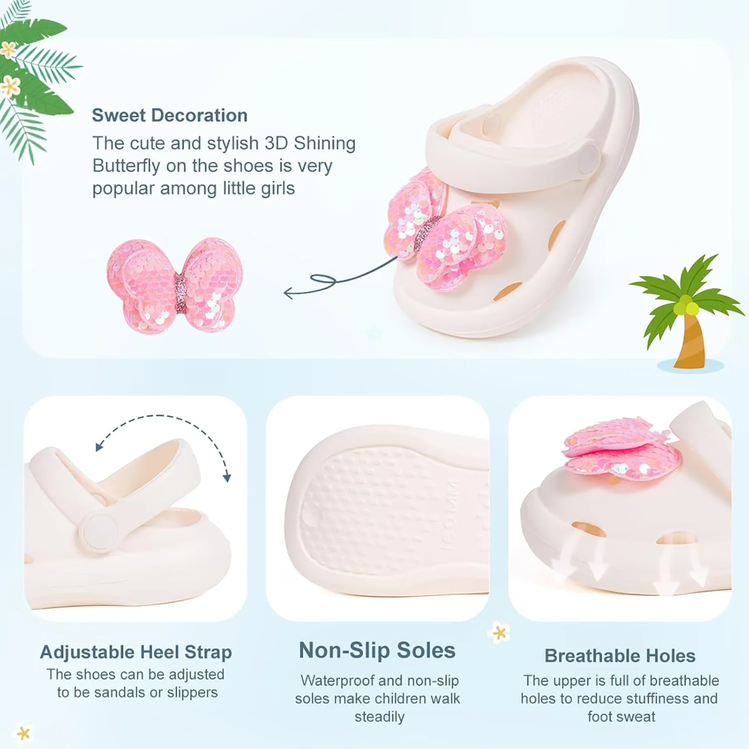 CENCIRILY Kids Girls Clogs Garden Shoes Baby Toddler Slides Cartoon Sandals Beach Pool Slipper