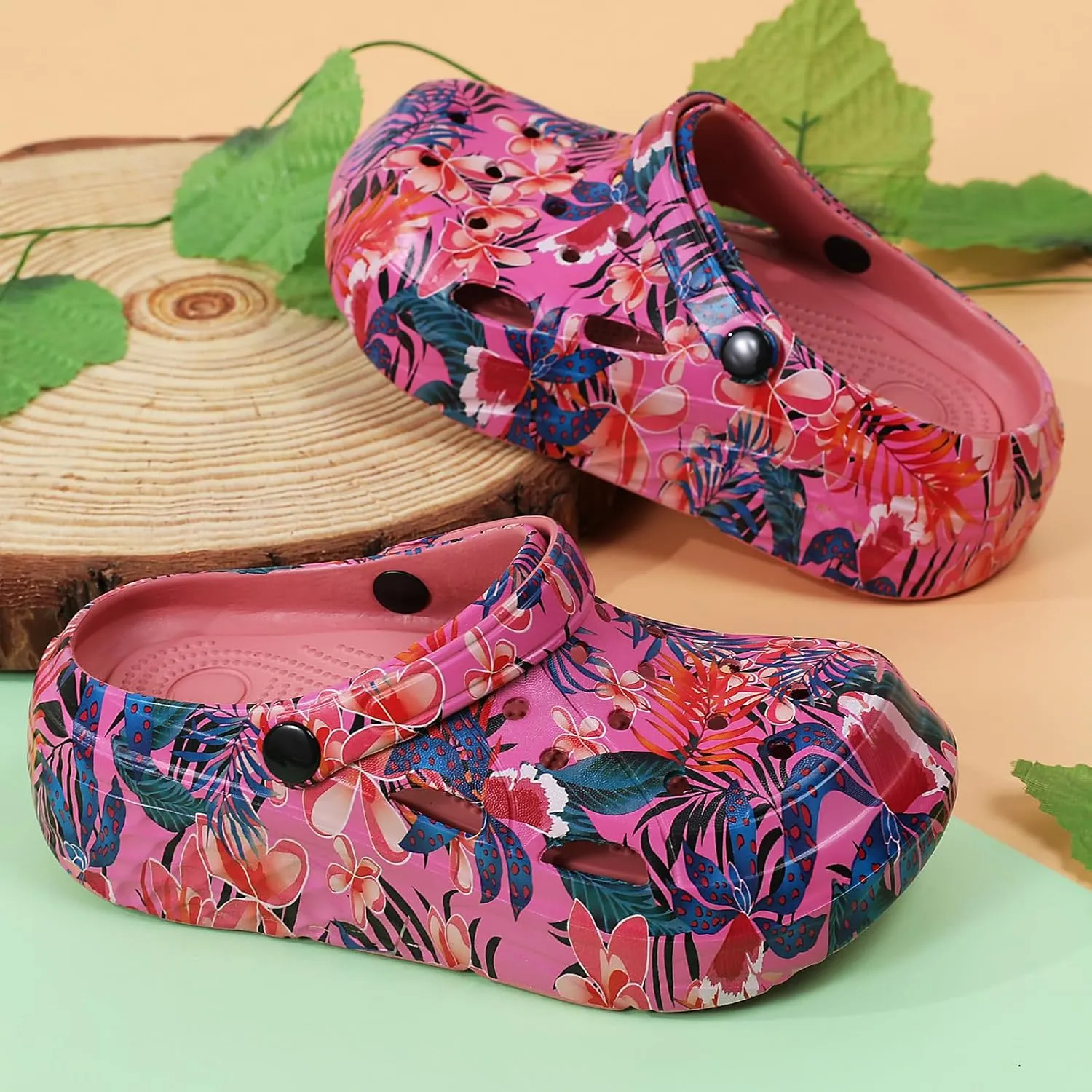 CERYTHRINA Gardener Platform Clogs Slippers Hight Heels Mules Clog Slip on Wedge Sandals