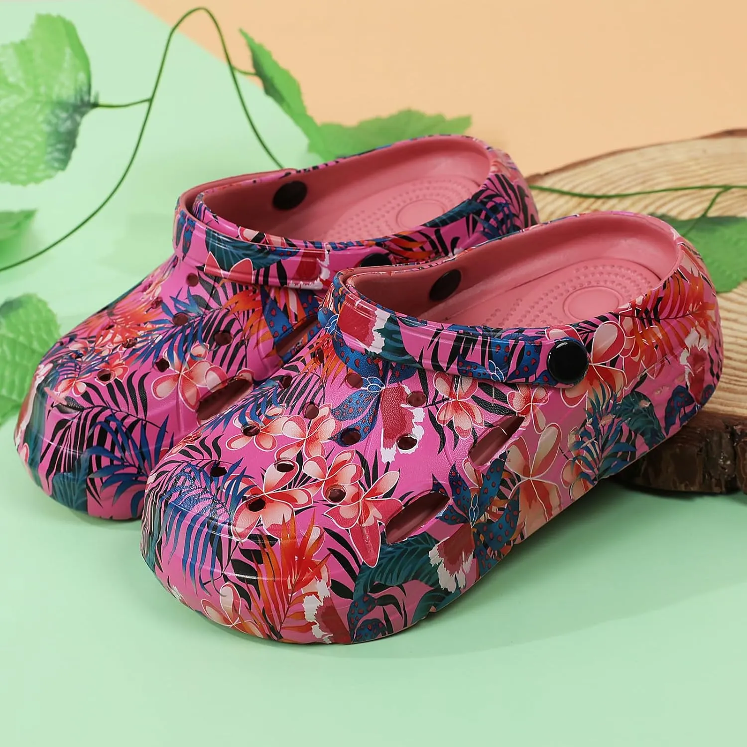 CERYTHRINA Gardener Platform Clogs Slippers Hight Heels Mules Clog Slip on Wedge Sandals