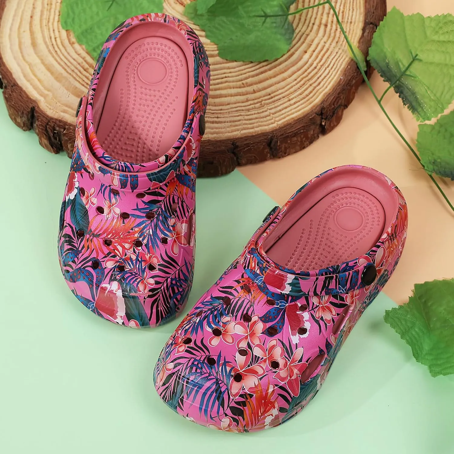 CERYTHRINA Gardener Platform Clogs Slippers Hight Heels Mules Clog Slip on Wedge Sandals