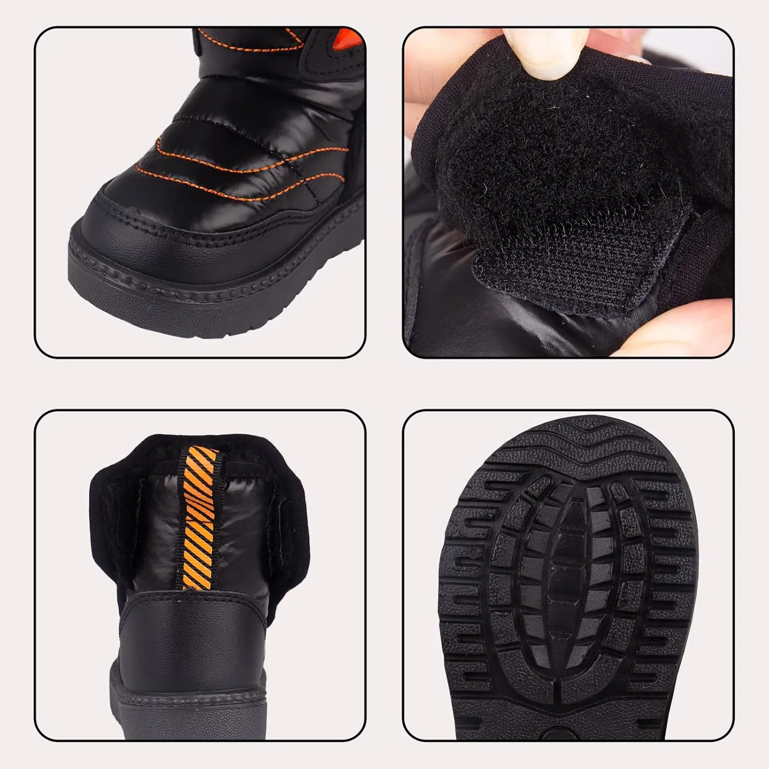 Charrost Baby Toddler Boy Girl Snow Winter boots Size 5 Toddler Ankle boots 12-18Months Waterproof&Water-resistant Warm Wide Barefoot Girls Boys Infant Black Winter shoes