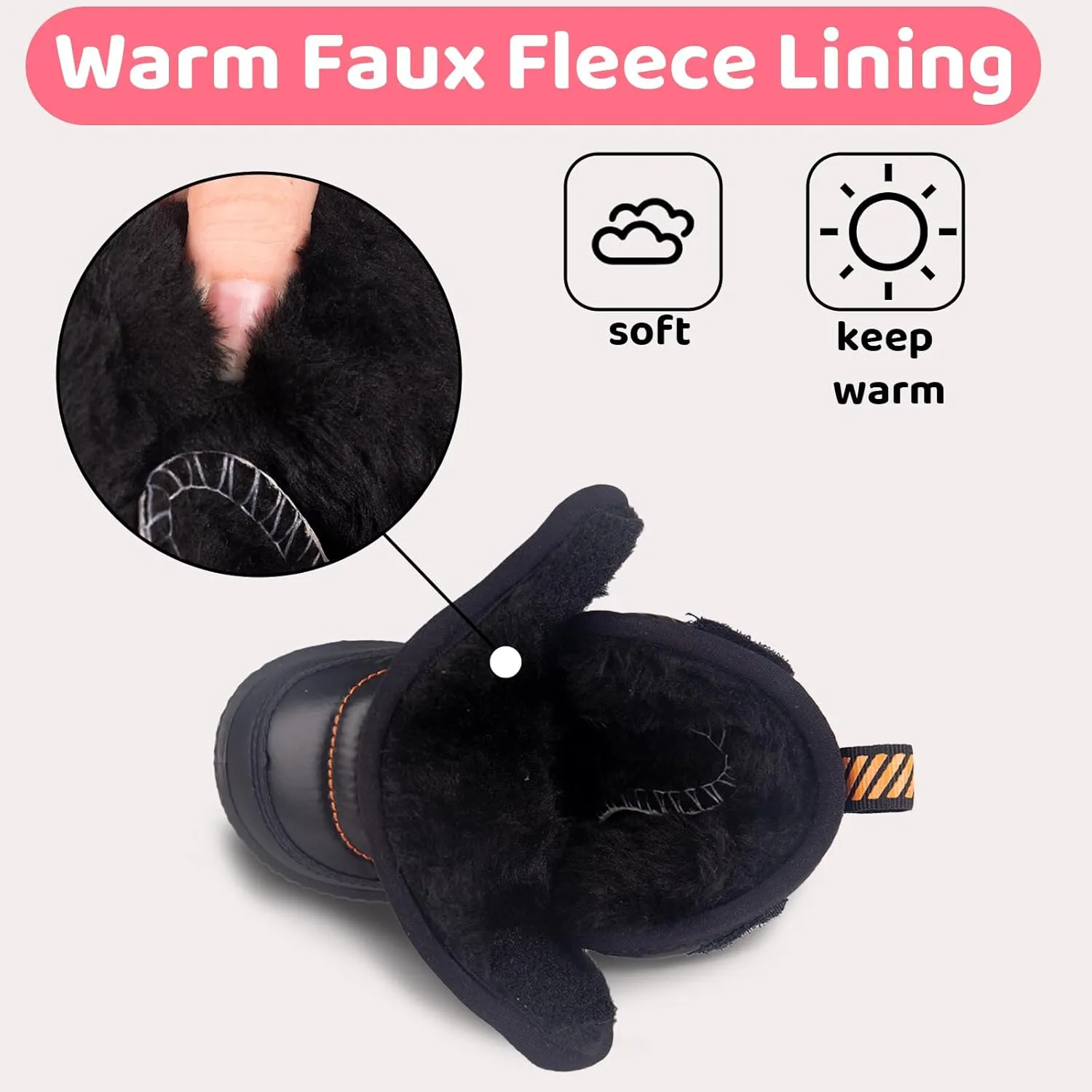 Charrost Baby Toddler Boy Girl Snow Winter boots Size 5 Toddler Ankle boots 12-18Months Waterproof&Water-resistant Warm Wide Barefoot Girls Boys Infant Black Winter shoes