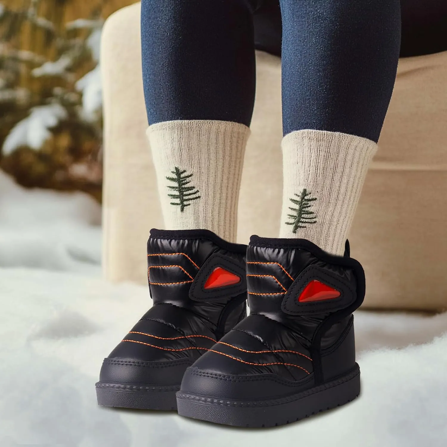 Charrost Baby Toddler Boy Girl Snow Winter boots Size 5 Toddler Ankle boots 12-18Months Waterproof&Water-resistant Warm Wide Barefoot Girls Boys Infant Black Winter shoes