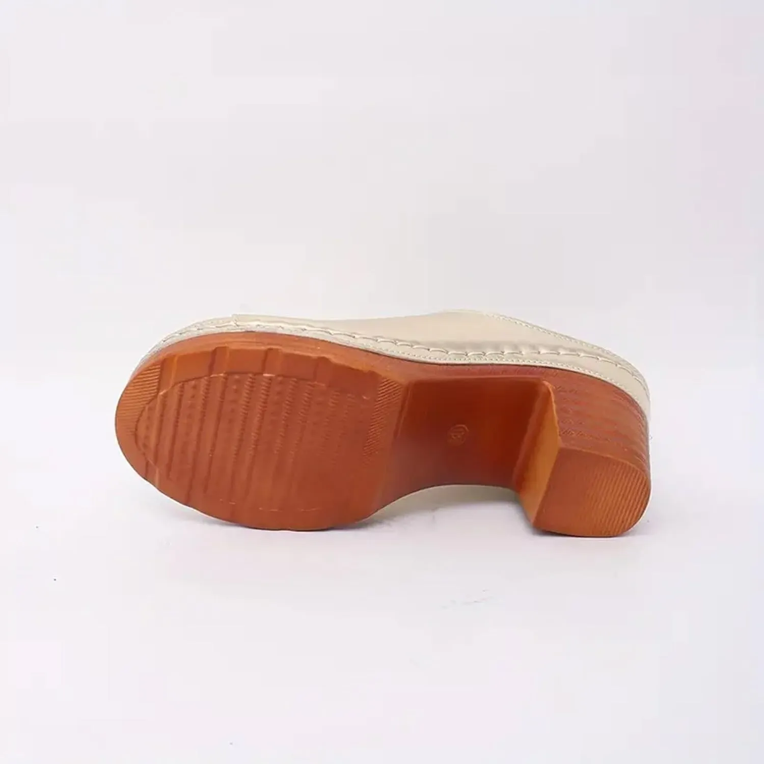 Chunky Heel Fish Mouth Ladies Slippers Fashionable Casual Leather Outer Wear Beach Closed Toe Sandals for Women Wide