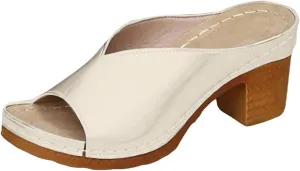 Chunky Heel Fish Mouth Ladies Slippers Fashionable Casual Leather Outer Wear Beach Closed Toe Sandals for Women Wide