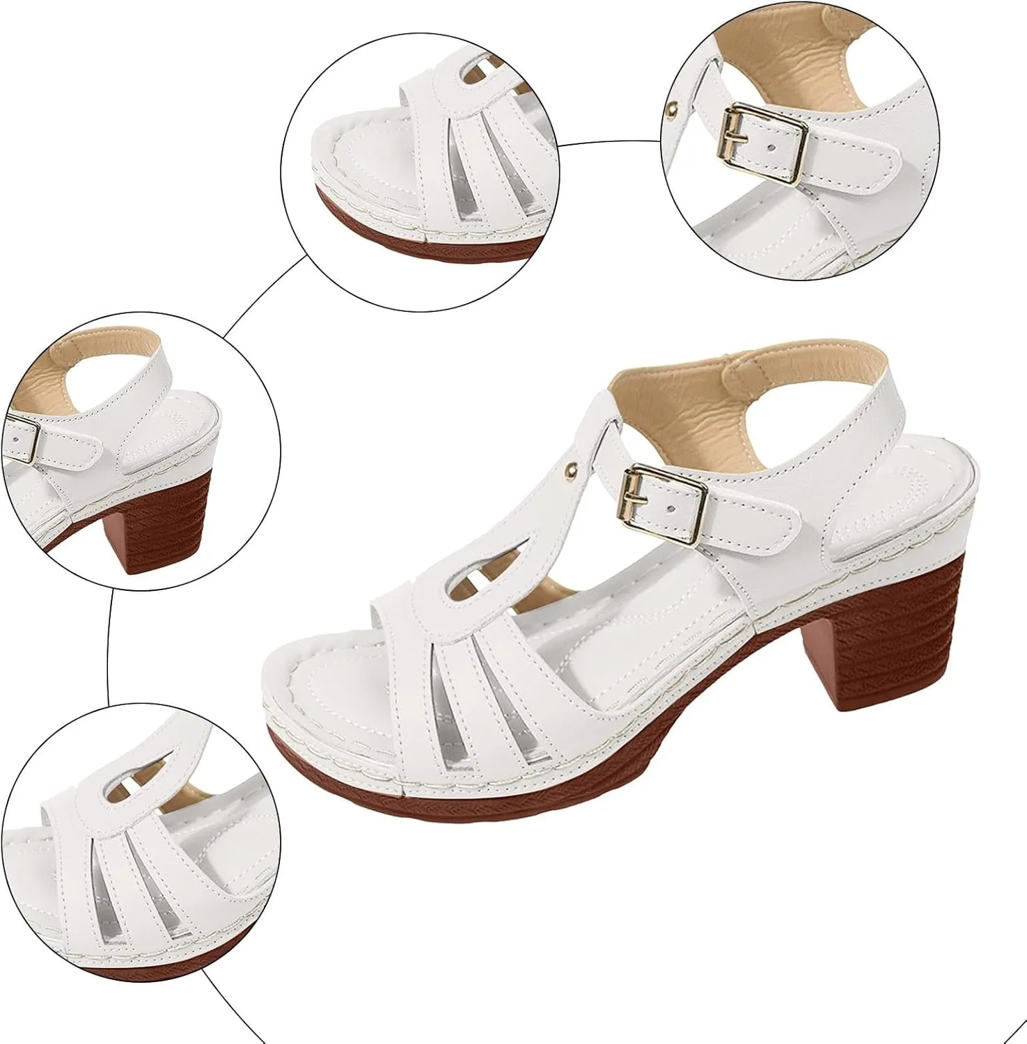 Chunky Heel Sandals for Women Platform Wedges Open Toe Wedges Heels Dressy Summer Comfortable Platform Sandals Ankle Strap High Heels Casual Wedding Party Sandal