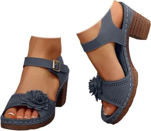 Chunky Heel Sandals for Women Platform Wedges Open Toe Wedges Heels Dressy Summer Comfortable Platform Sandals Ankle Strap Low Heels Casual Hollow Out Shoes Work Sandal for Women Office