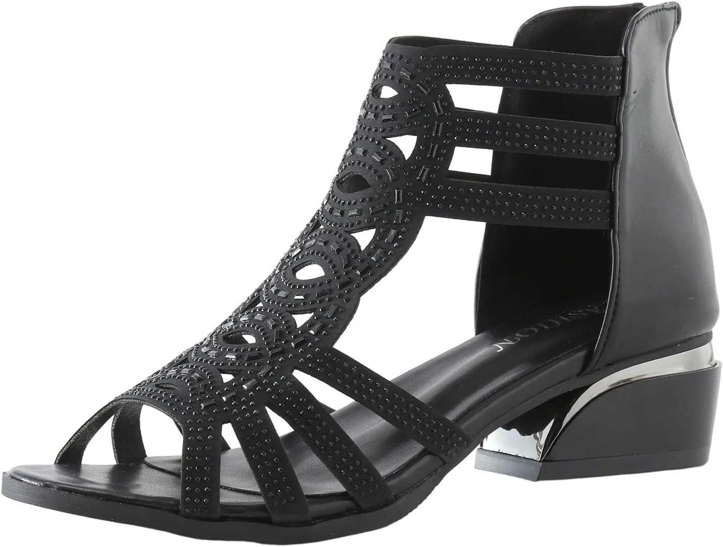 Chunky Heeled Sandals for Women 2024 Women Shoes Thick Heel Strap Diamond Fashion Sandals Outdoor Fashion Casual Shiny