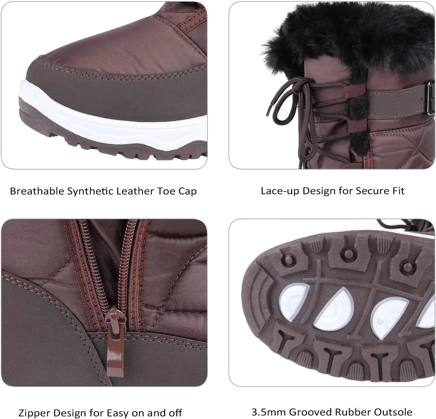 CIOR Women's Snow Boots Winter II Water-Resistant Fur Lined Frosty Warm Anti-Slip Boot U120WMX001-0429
