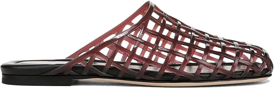 Clear Jelly Flats for Women Closed Toe Mesh Hollow Jellies Mule Sandals Slip On Jelly Slides Casual Comforatable Summer Beach Slipper Sandals