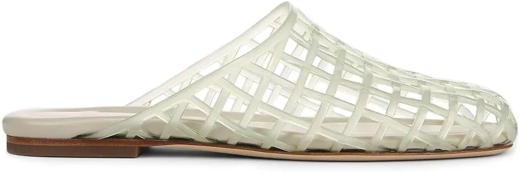 Clear Jelly Flats for Women Closed Toe Mesh Hollow Jellies Mule Sandals Slip On Jelly Slides Casual Comforatable Summer Beach Slipper Sandals