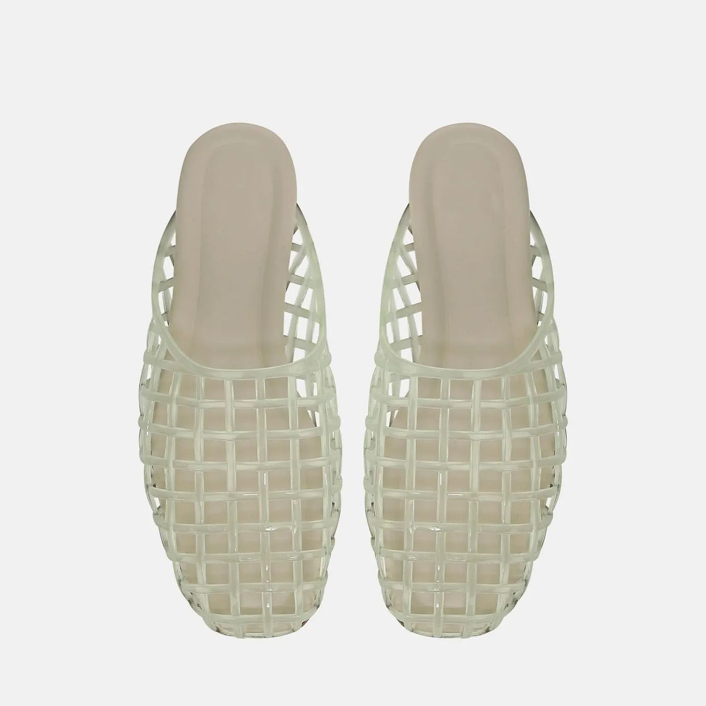 Clear Jelly Flats for Women Closed Toe Mesh Hollow Jellies Mule Sandals Slip On Jelly Slides Casual Comforatable Summer Beach Slipper Sandals