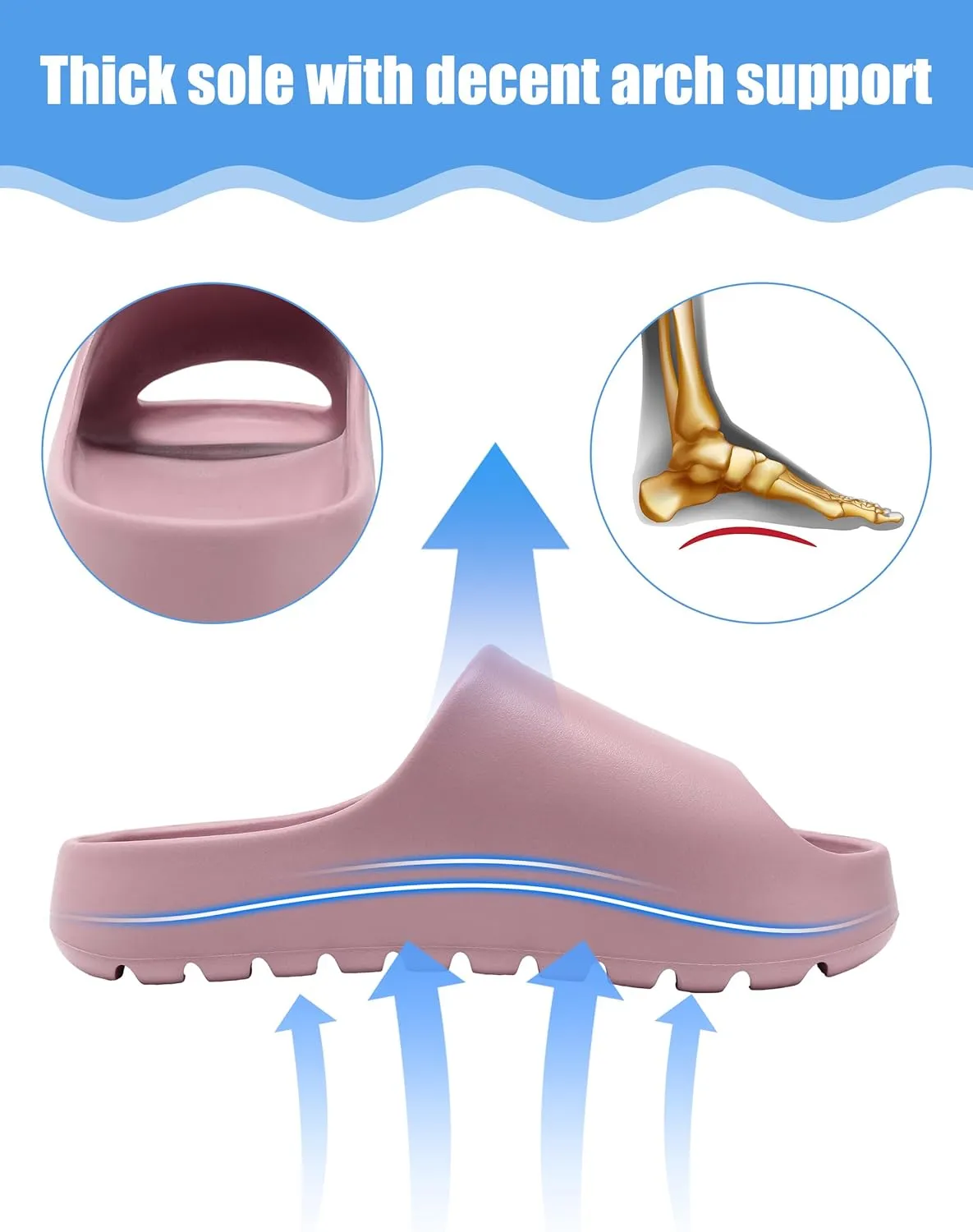 Cloud Slides for Women Men, Womens Walking Sandals Comfortable, Unisex Shower Shoes Thick Pillow Slippers, Waterproof House Slide Sandals Indoor Outdoor