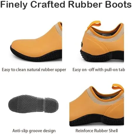 CNSBOR Womens Rain Boots Waterproof Garden Shoes For Women and Anti-Slip Feature Rubber Rain Boots Light Ankle For Outdoor Work Shoes