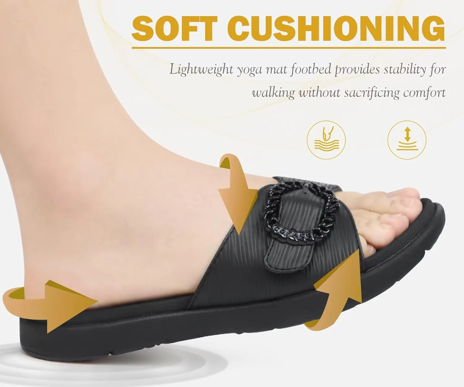 COFACE Womens Dressy Orthotic Slides Lightweight Yoga Mat Thick Cushion Recovery Walking Sandals Adjustable Slip On Slippers with Comfortable Plantar Fasciitis Arch Support