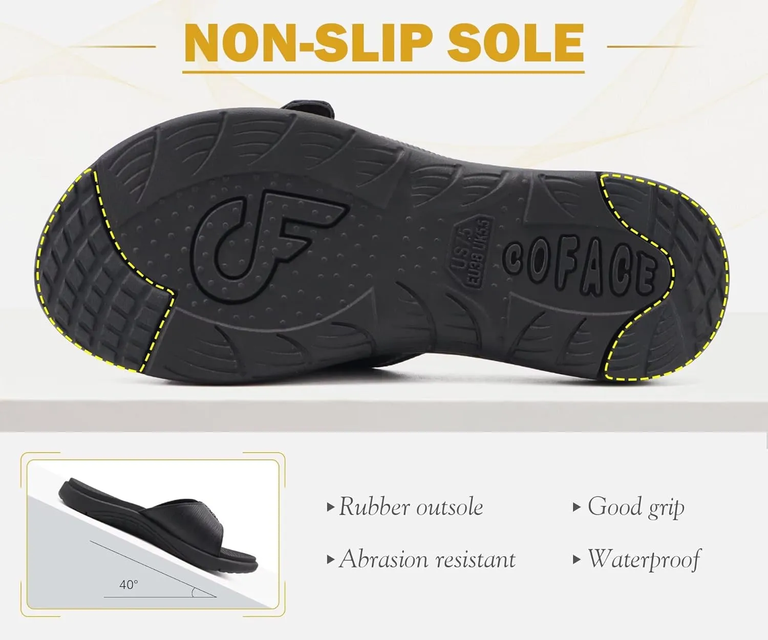 COFACE Womens Dressy Orthotic Slides Lightweight Yoga Mat Thick Cushion Recovery Walking Sandals Adjustable Slip On Slippers with Comfortable Plantar Fasciitis Arch Support