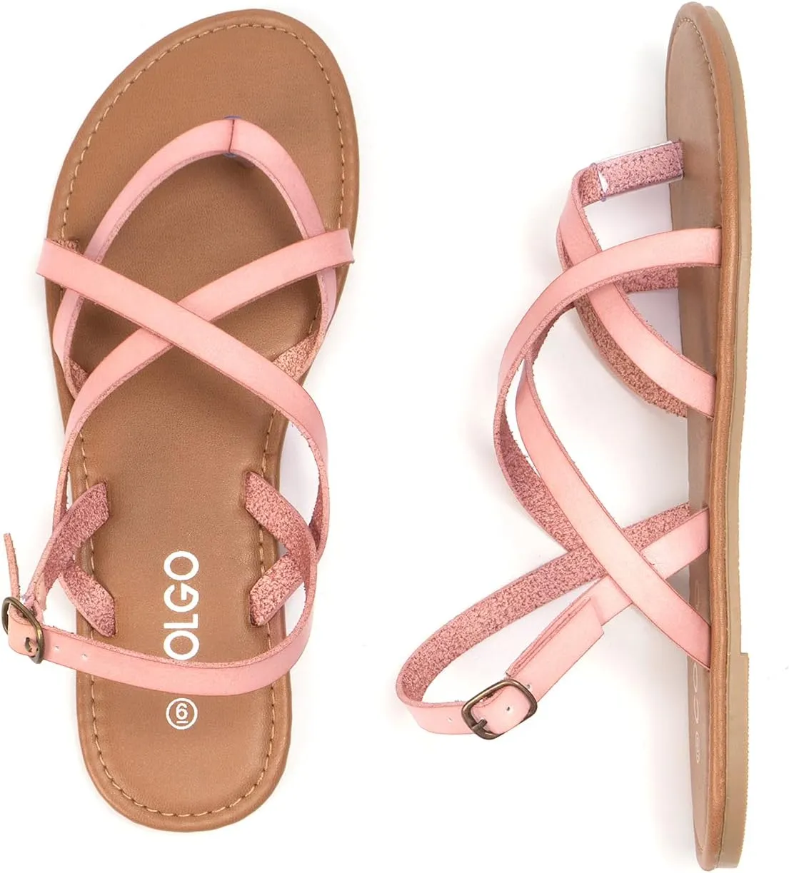 Colgo Women's Summer Strappy Flat Sandals, Adjustable Casual Fisherman Sandal with Open Toe Slingback Gladiator Sandals
